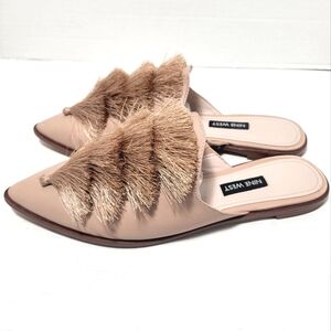 NINE WEST Pale Pink Leather Nwollial Slide Mules